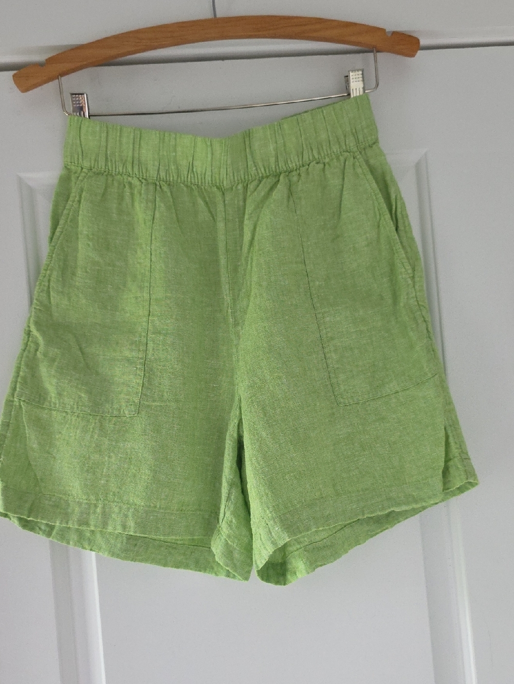 C&C California Light Green 100% Linen High-Waist Relaxed Shorts